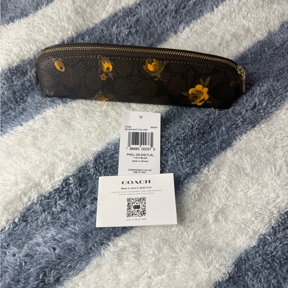 Coach Brown Floral Pencil Case
